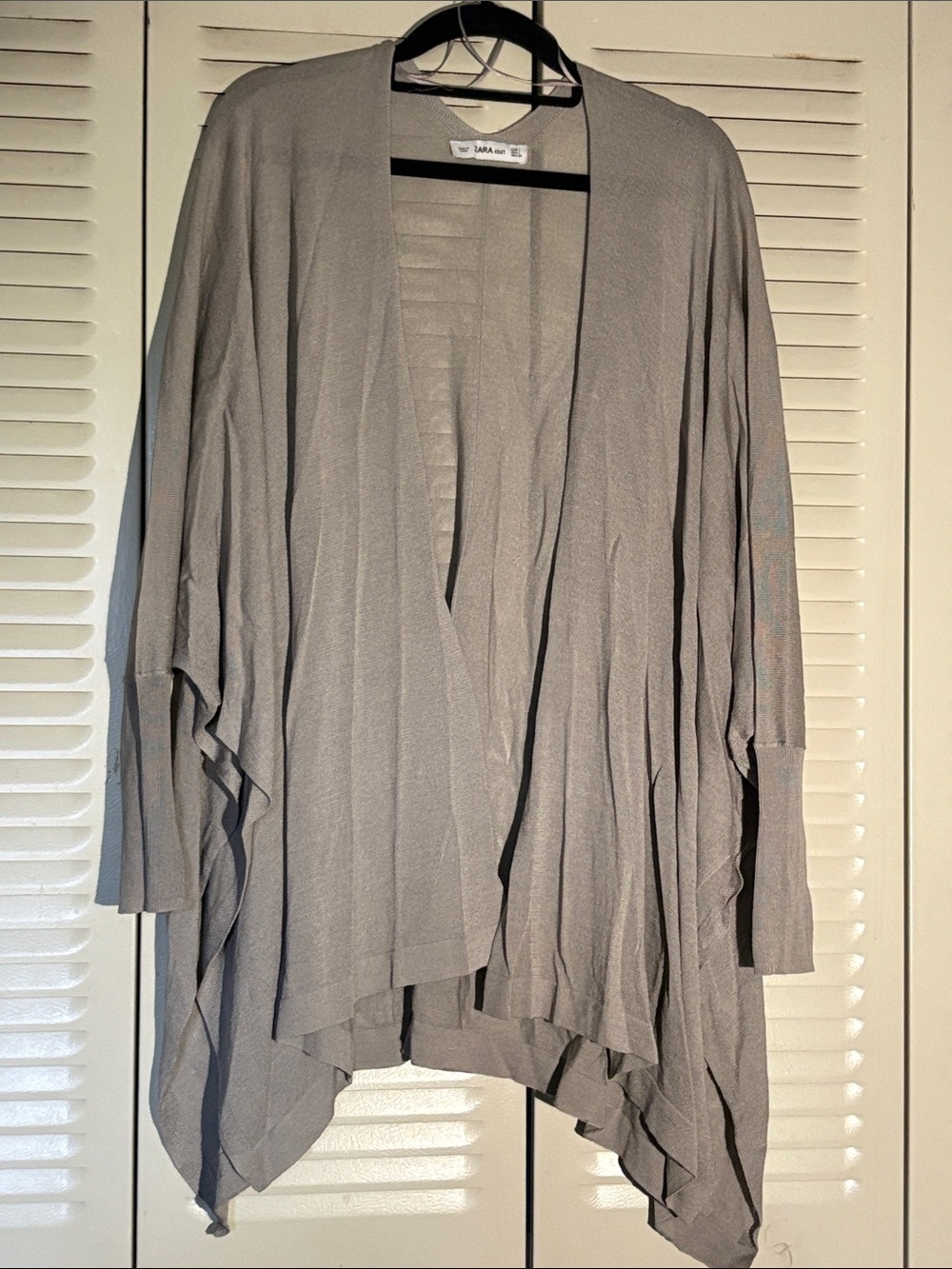 Zara Gray Draped Open-Front Cardigan